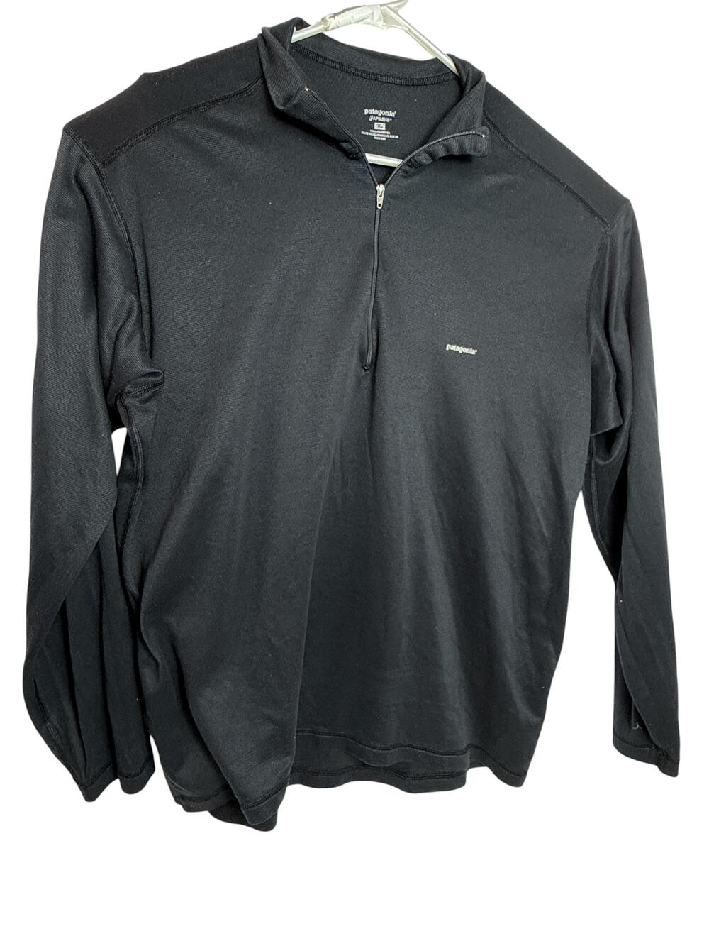 Patagonia Pullover Mens XL Black Capilene 1/4 Zip Lightweight Base Layer